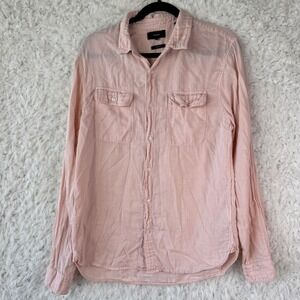 Vince Mens Classic Fit Button Down Shirt Light Weight Peachy Cotton Size M